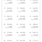 6 Digit Subtraction Worksheets