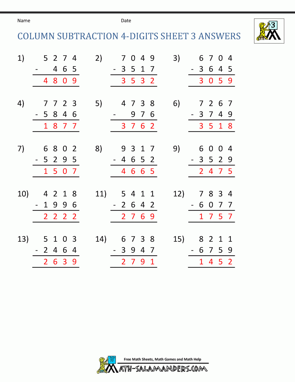 67 MENTAL MATH SUMS FOR GRADE 4