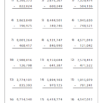 7 Digit Subtraction Worksheets