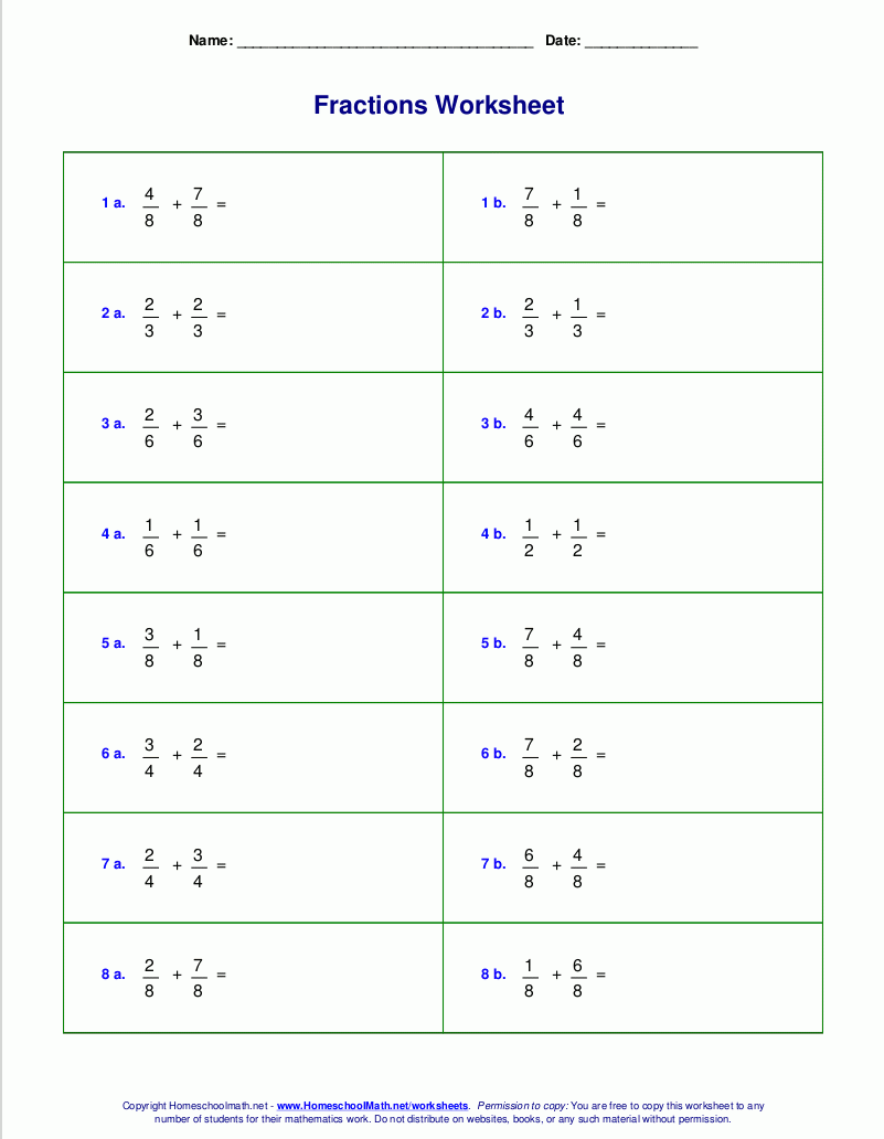 Add Subtract Fractions Worksheets For Grade 5 K5 Learning Adding 