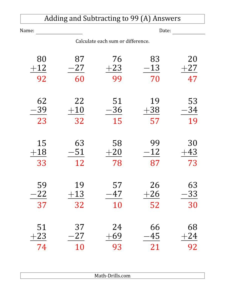 Adding And Subtracting Large Numbers Worksheet Pdf