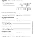 Adding And Subtracting Polynomials Worksheet