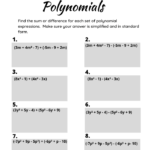 Adding And Subtracting Polynomials Worksheets Worksheets GO