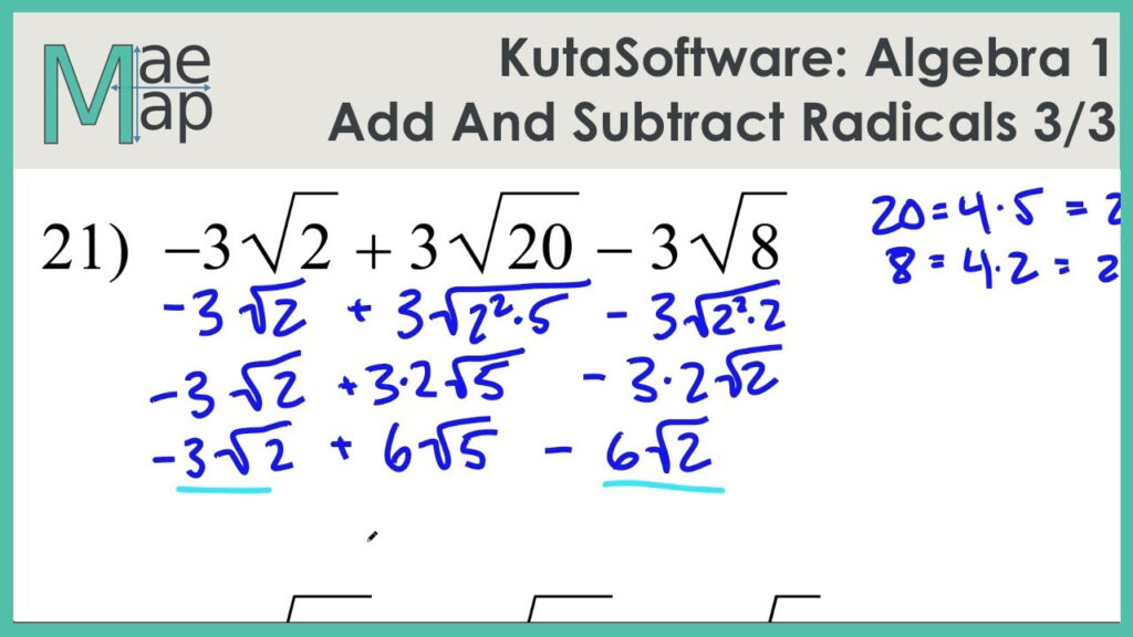 Adding And Subtracting Radicals Worksheet