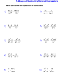 Adding And Subtracting Rational Expressions Worksheet Doc Worksheet