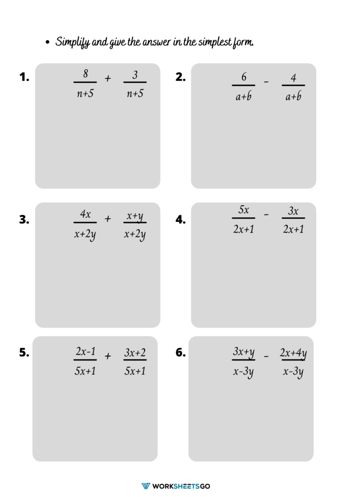 Adding And Subtracting Rational Worksheets Worksheets GO