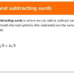 Adding And Subtracting Surds GCSE Steps Examples Worksheet