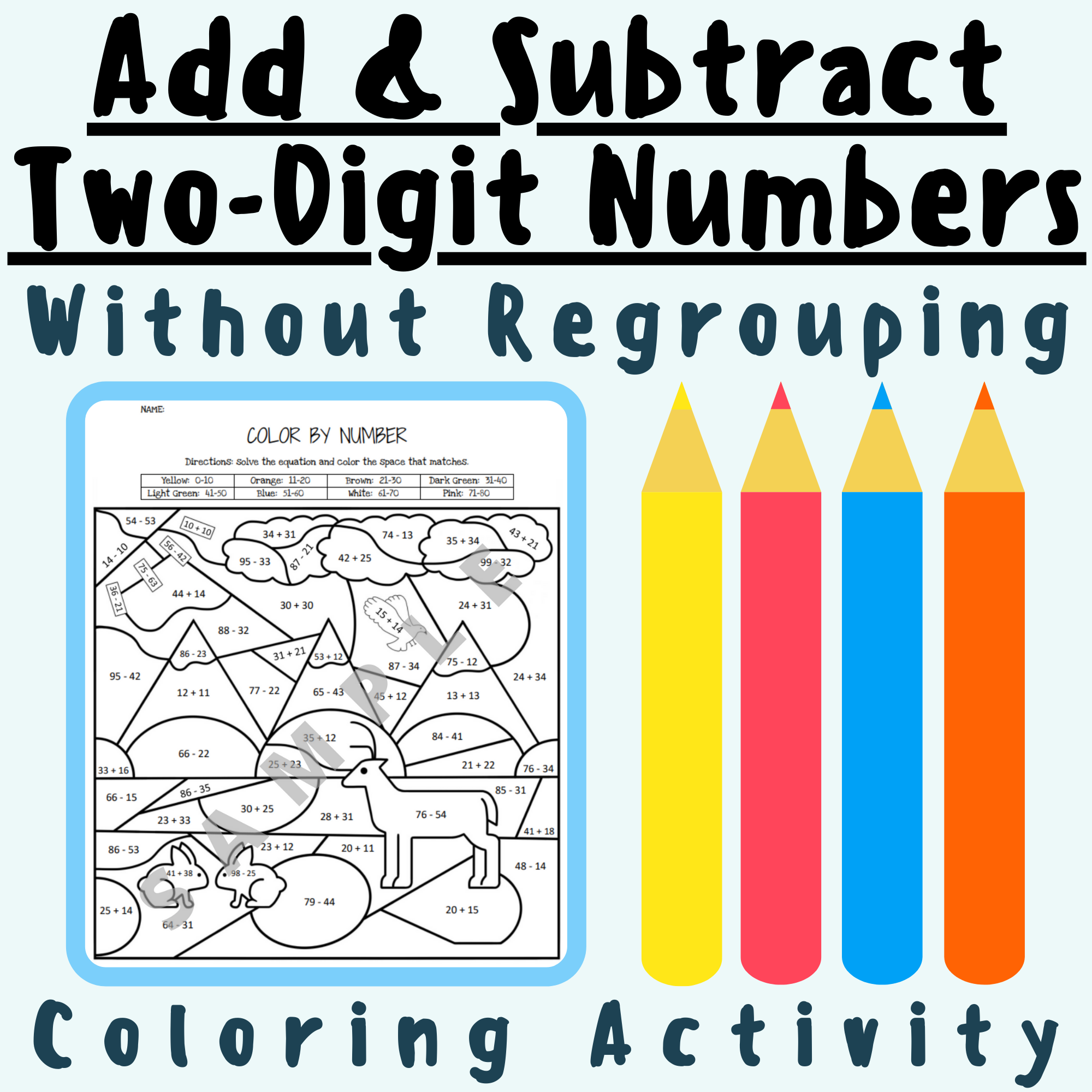 Adding And Subtracting Two Digit Numbers Without Regrouping Composing 