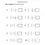 Adding Fractions With Different Denominators Worksheets Worksheets Day