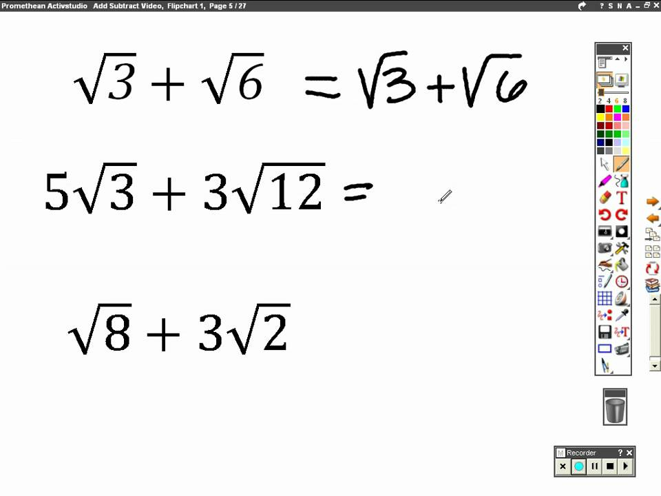 Adding Subtracting And Multiplying Dividing Radicals Lessons Blendspace