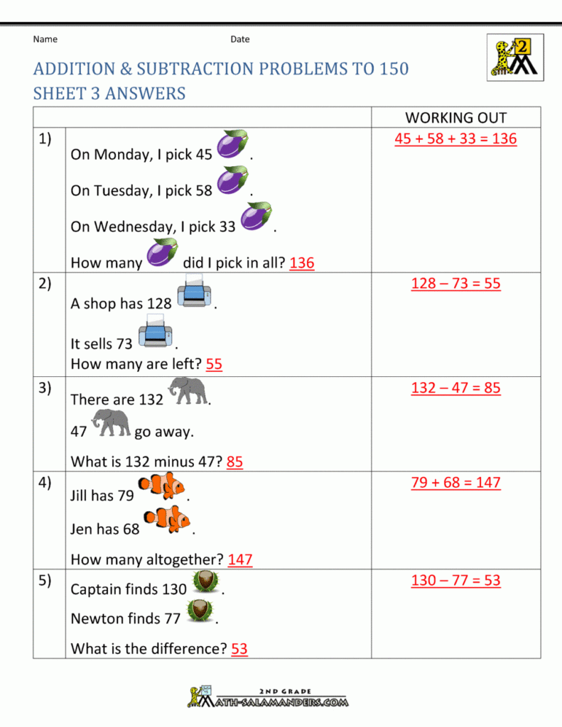 Addition And Subtraction Grade 3 Word Problems Grade 3 Maths 