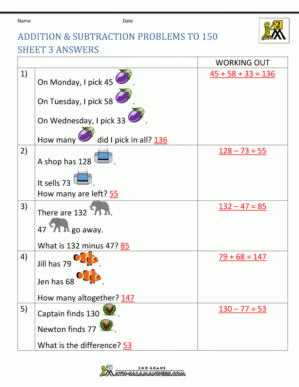 Addition And Subtraction Grade 3 Word Problems Grade 3 Maths 