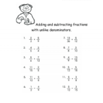 Addition And Subtraction With Unlike Denominators Worksheets