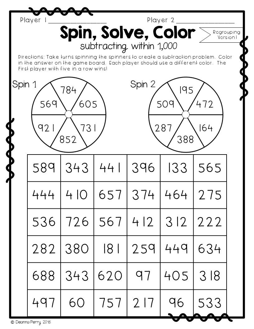 Addition And Subtraction Within 1 000 NO PREP Partner Games Third 