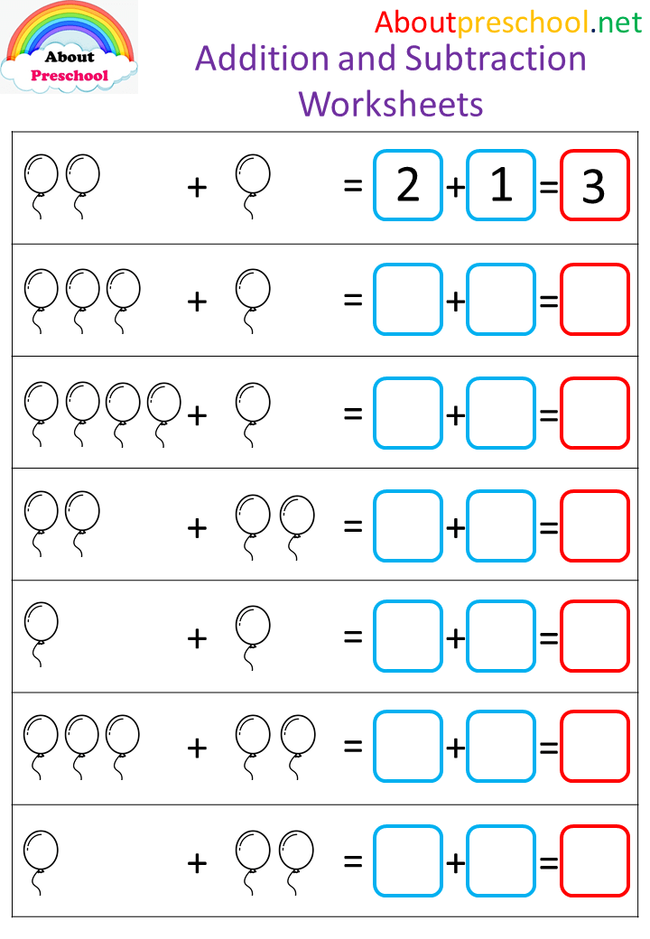 Addition And Subtraction Worksheets For Kindergarten Free Addition 