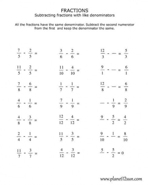 Addition Fraction Worksheets 4th Grade