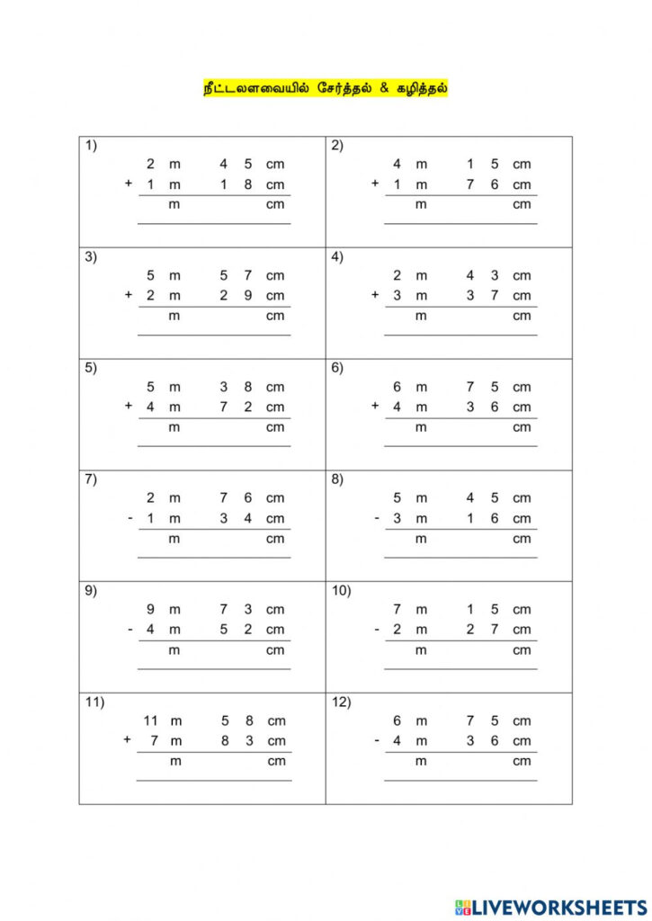 Addition Of Length Year 3 Worksheet Grade 3 Maths Worksheets 11 3 