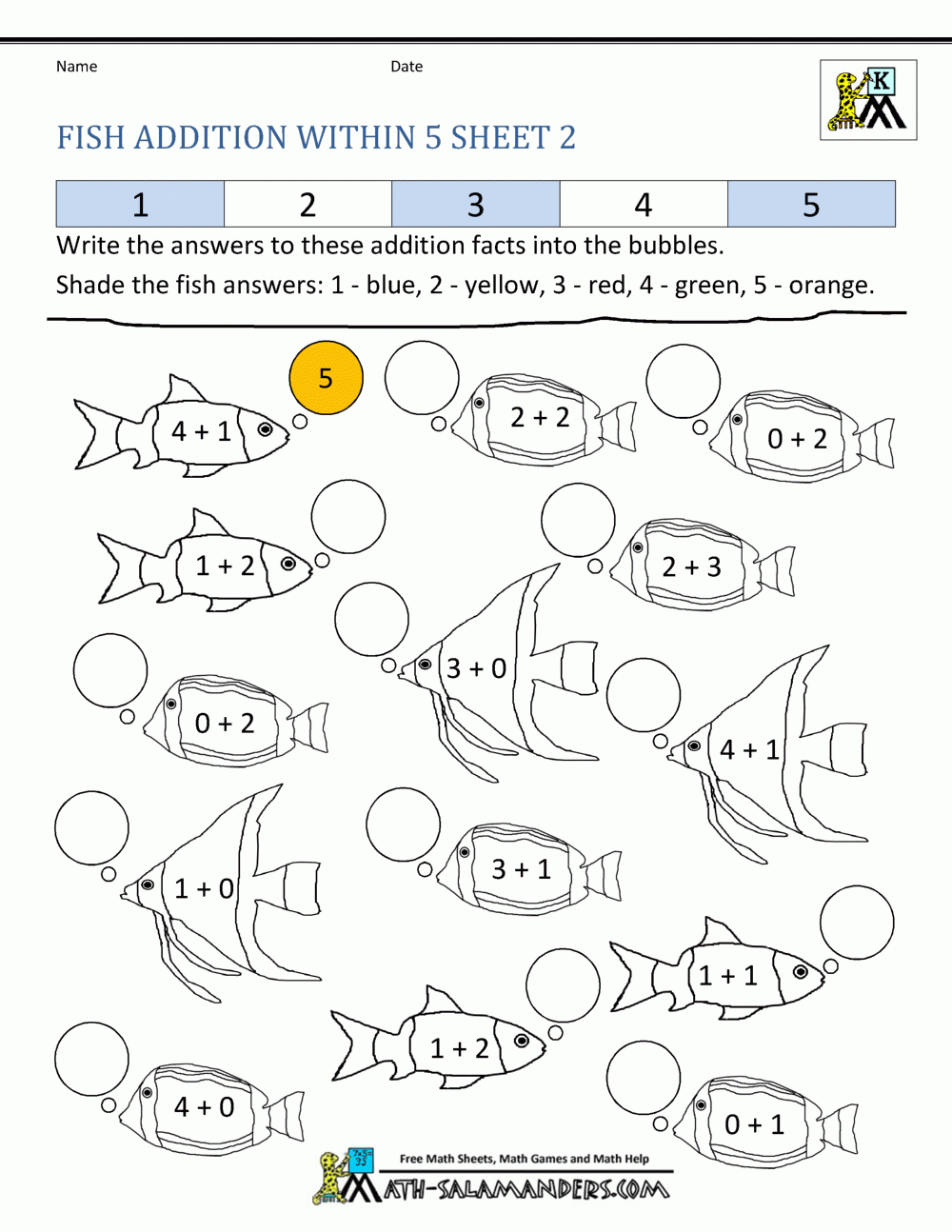 Addition Subtraction To 5 Worksheets For Kindergarten