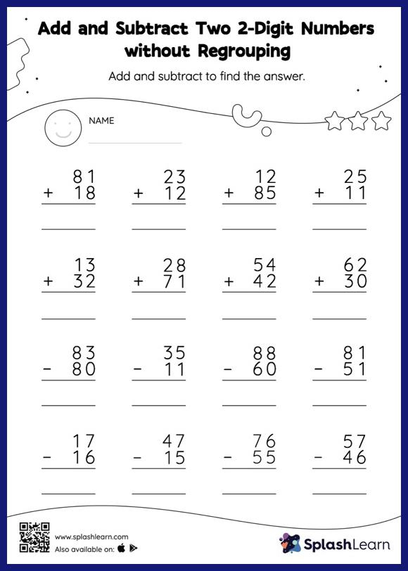 Addition Without Regrouping Worksheets For 2nd Graders Online SplashLearn