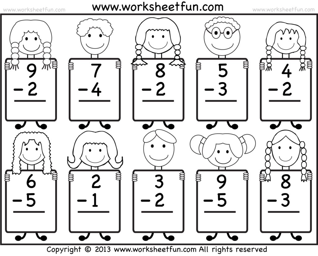 Beginner Subtraction 10 Kindergarten Subtraction Worksheets FREE 