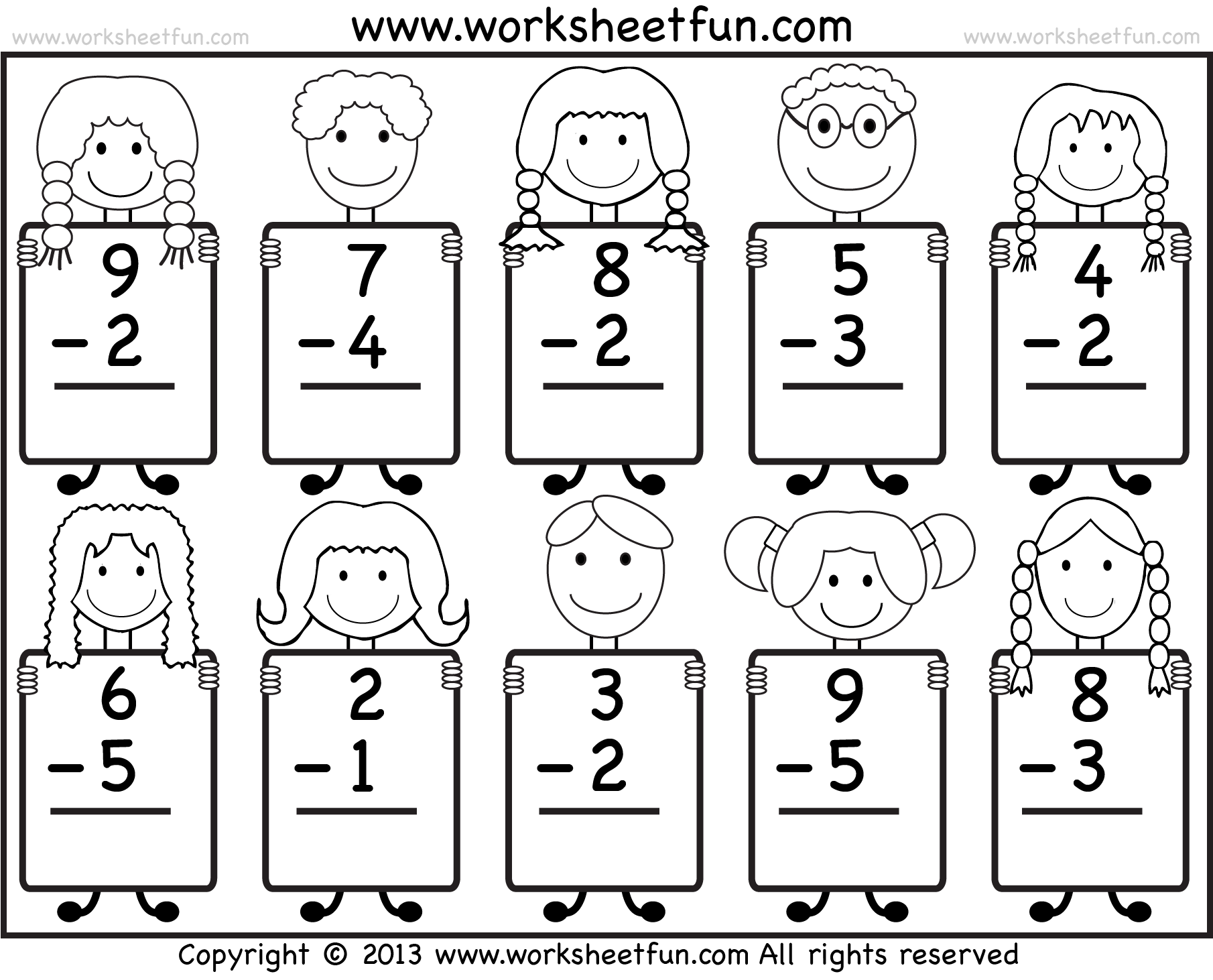 Beginner Subtraction 10 Kindergarten Subtraction Worksheets FREE 