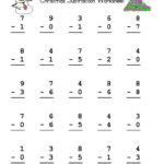 Christmas Single Digit Subtraction Worksheet Have Fun Teaching
