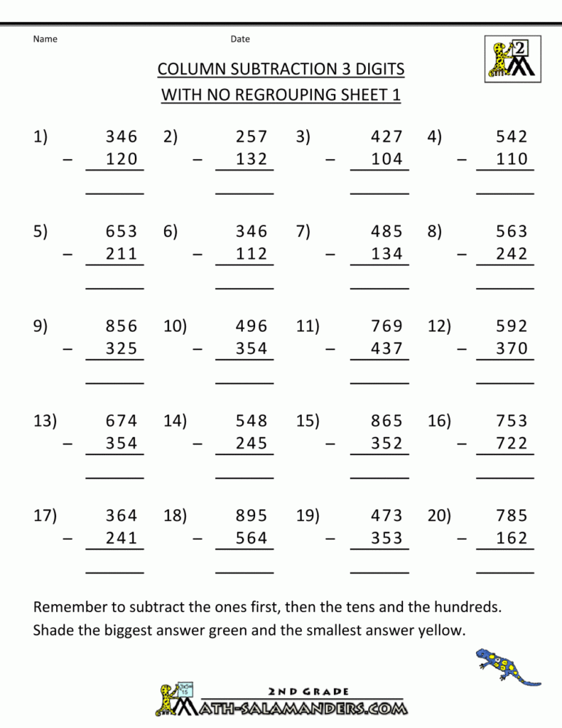 Column Addition And Subtraction Worksheets Year 2 Laura Martinez s 