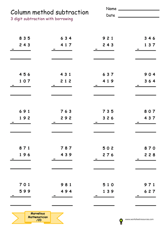 Column Method Addition Worksheets Worksheet Hero