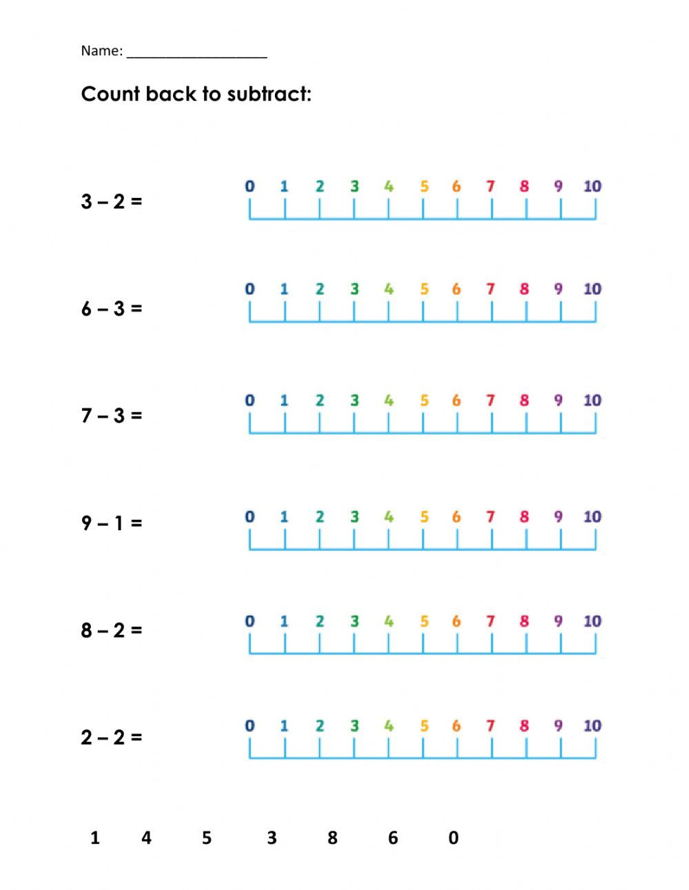 Count Back To Subtract Activity