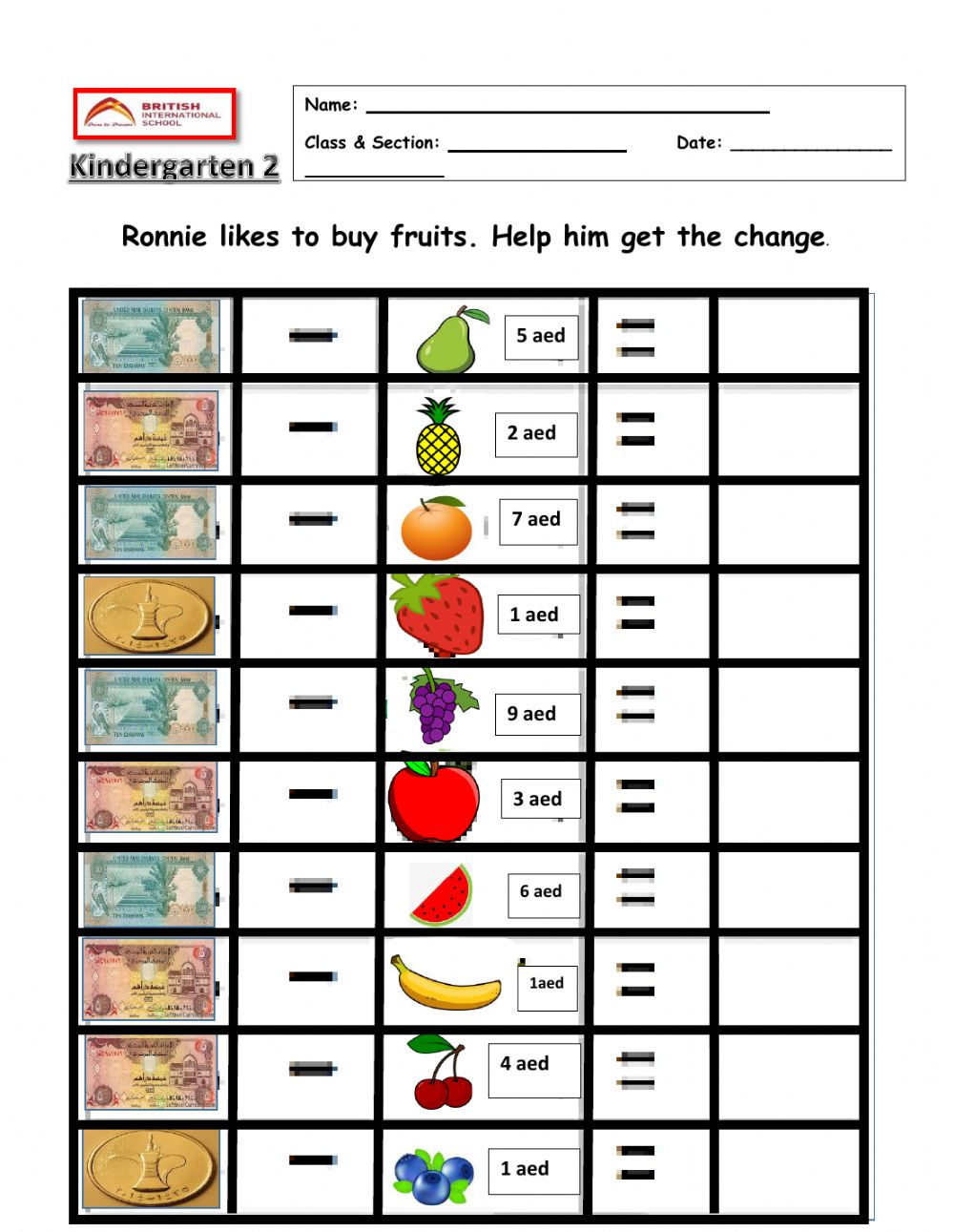 Counting Small Collections Of Euro Coins A Money Worksheet 