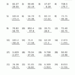 Decimal Subtraction Worksheets