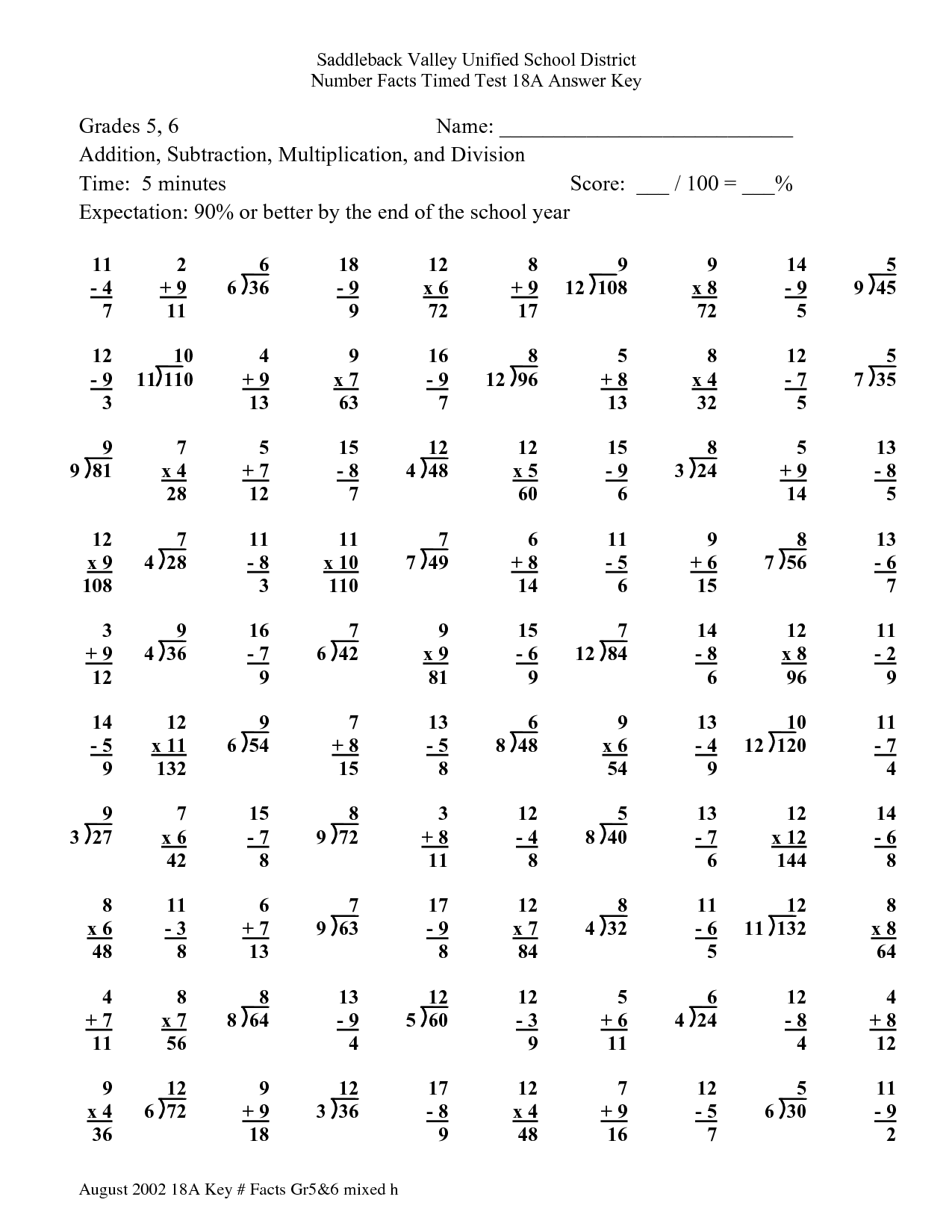 Division Worksheets Mixed Multiplication And Division Multiplying And Dividing With Facts From 