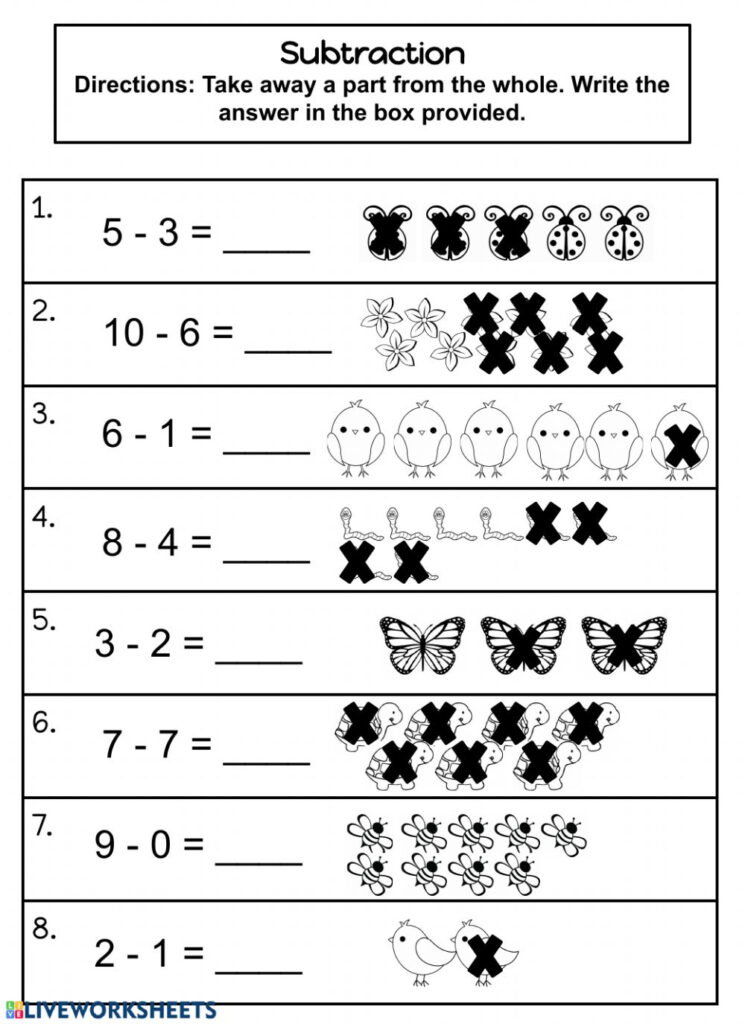 Ejercicio De Subtraction 0 10