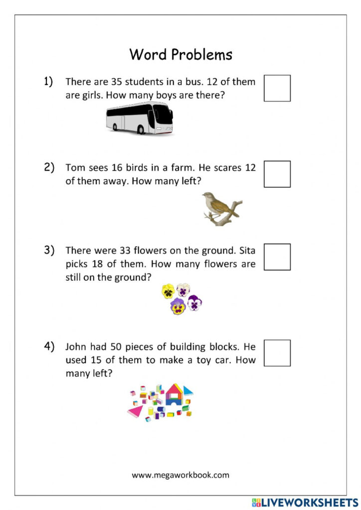 Ejercicio De Word Problems Maths Grade 1