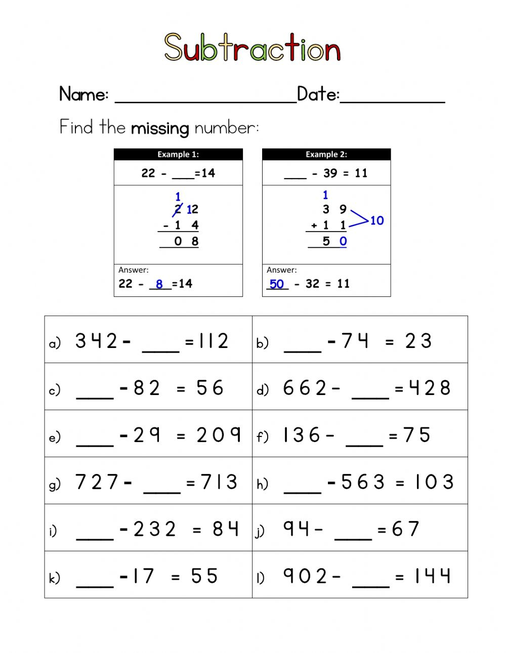 Find The Missing Number Multiplication Worksheet Times Tables Worksheets