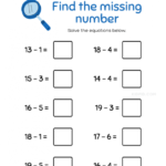 Find The Missing Number Subtraction Worksheets For Kids Kidpid