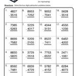 Four Digit Subtraction No Regrouping Worksheet By Teach Simple