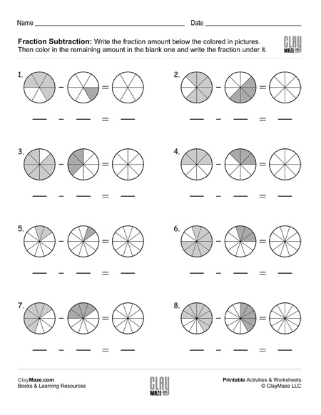 Fraction Subtraction With Same Denominators Set 4 Childrens 