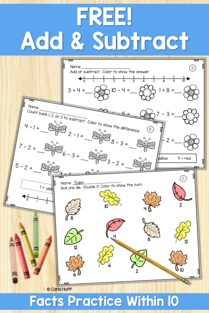 Free Addition Subtraction Within 10 Worksheets Resources From My On 