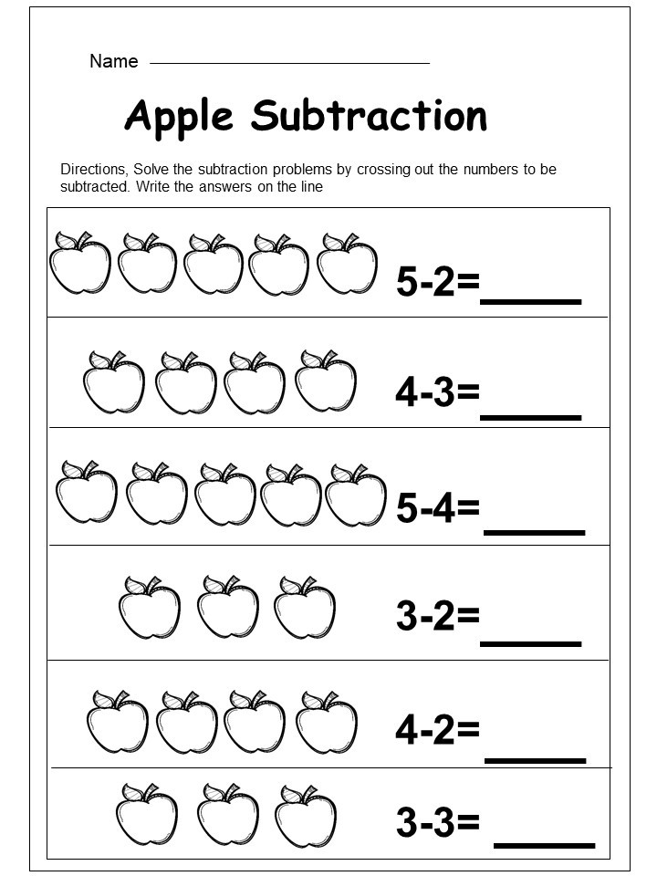 Free Apple Subtraction Worksheet Kindermomma