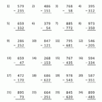 Free Printable 3 Digit Subtraction Worksheets Without Regrouping