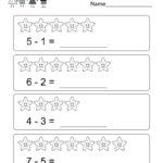 Free Printable Kindergarten Subtraction Worksheet