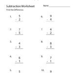 Free Printable Simple Subtraction Worksheet