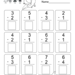 Free Printable Simple Subtraction Worksheet For Kindergarten Free