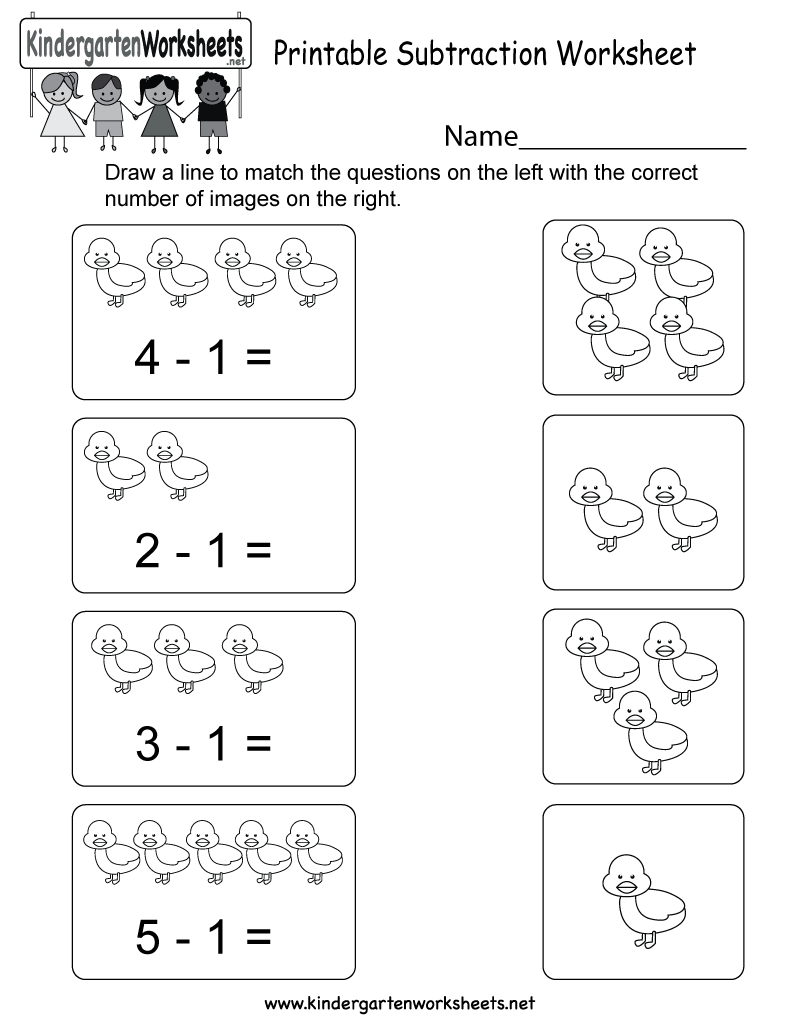 Free Printable Subtraction Worksheet For Kindergarten