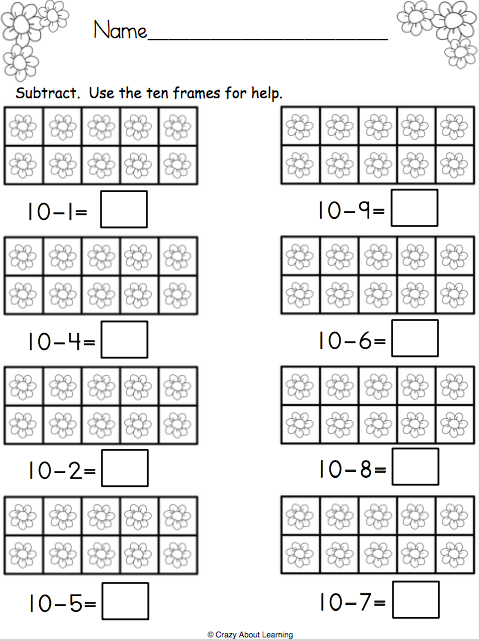 Free Ten Frame Subtraction Made By Teachers