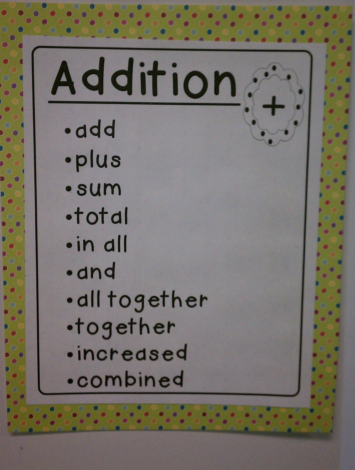 Funky First Grade Fun Addition Subtraction Key Words Freebie Math 