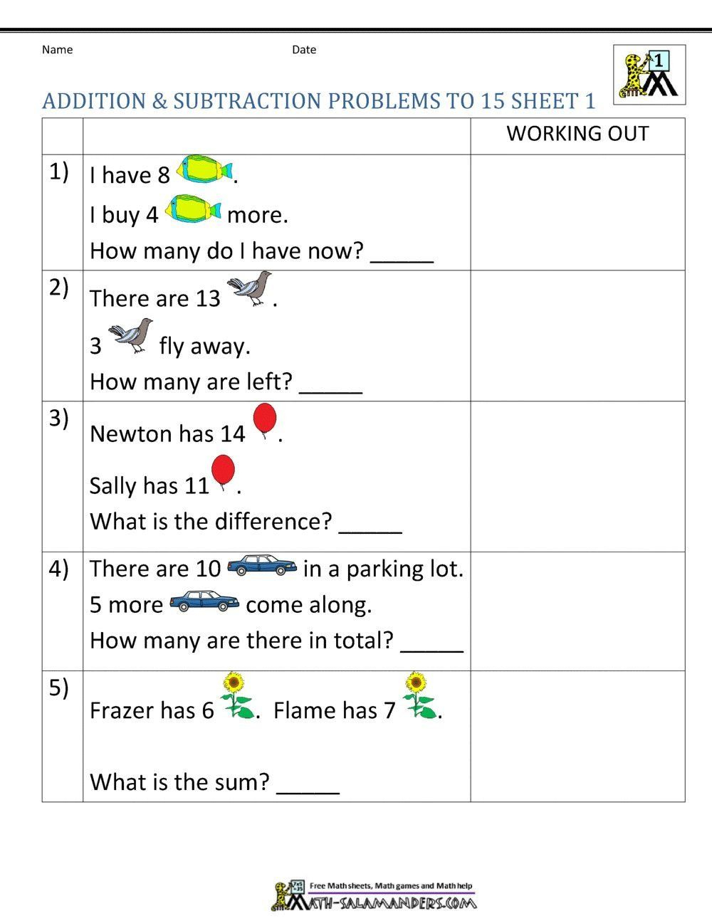 Grade 1 Word Problems 19 Best Images Of Sentence Variety Worksheet 