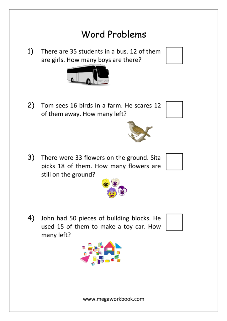 Grade 1 Word Problems Subtraction Winter Subtraction Word Problems 