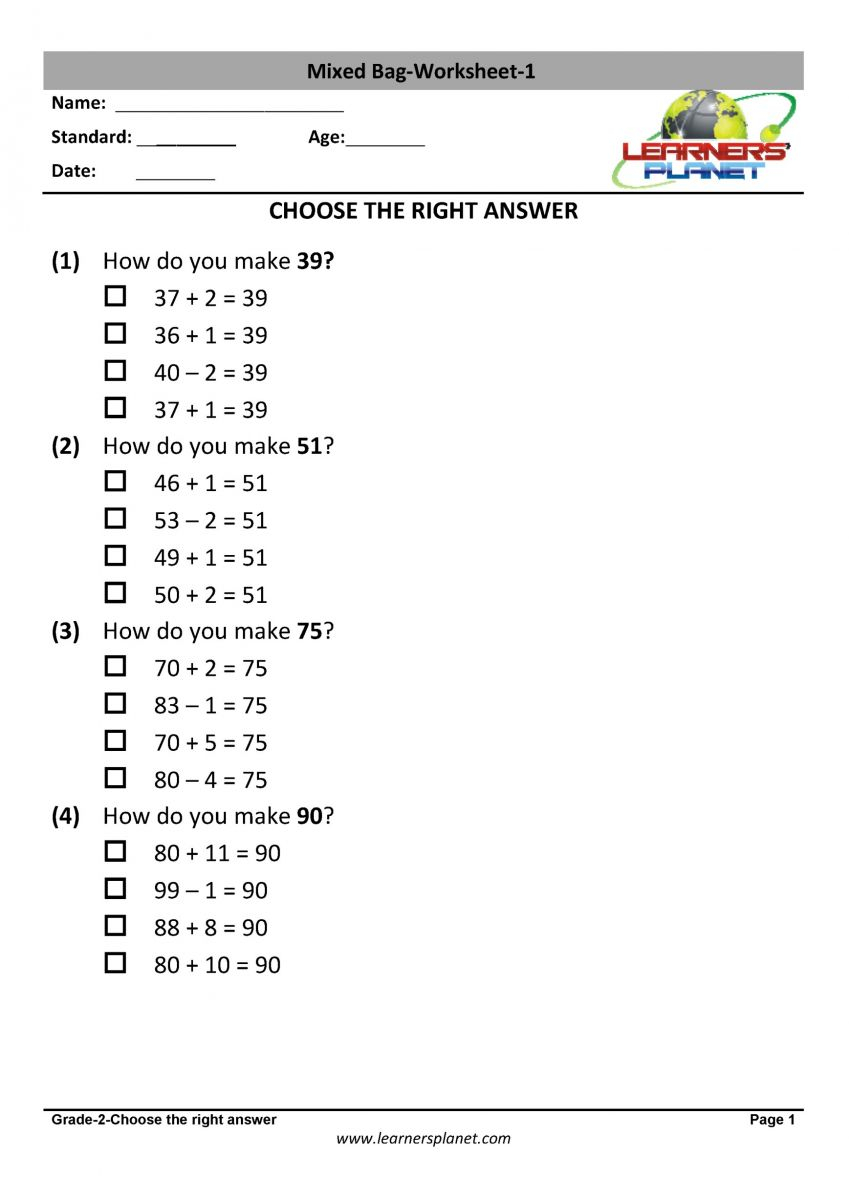 Grade 2 Mixed Addition Subtraction Worksheets